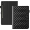 Samsung Galaxy Tab S10 FE+ Black Rhombus Lattice Leather Case - 2