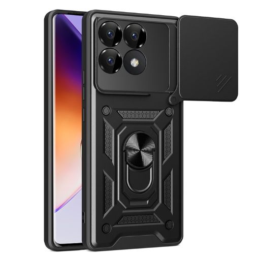 Xiaomi Poco F6 Pro Black TPU Hybrid Case with Sliding Camera Cover - 1
