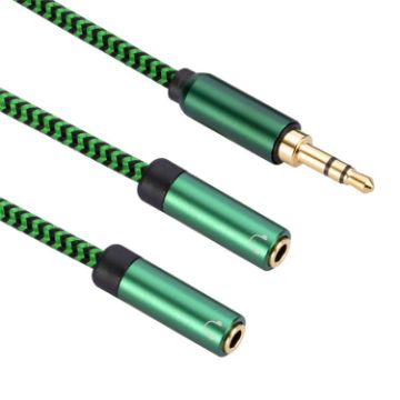 3.5mm Male to Dual Female Audio Adapter Cable, 1m (Green) - 1