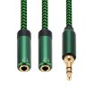 3.5mm Male to Dual Female Audio Adapter Cable, 1m (Green) - 3