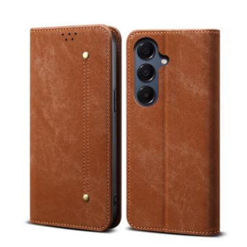 Galaxy A17 5G Denim Texture Flip Leather Case (Brown) - 1