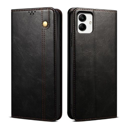 Samsung Galaxy A07 Leather Case - Oil Wax Crazy Horse Texture (Black) - 1