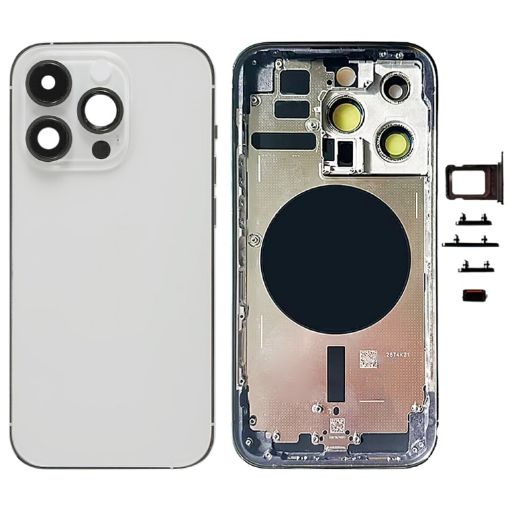 iPhone 14 Pro Silver Battery Back Cover with Side Keys & Card Tray - 1