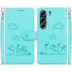 Tecno Camon 40 Pro 4G Green Cute Cats RFID Leather Phone Case - 1