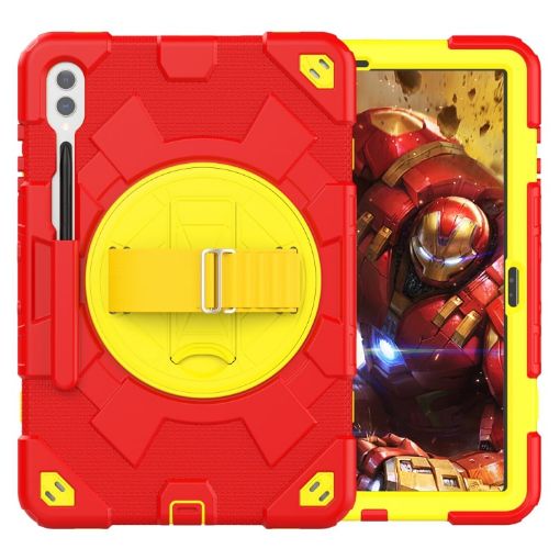 Spider Grip Stand Case for Samsung Galaxy Tab S10+/S9+/FE+ (Yellow Red) - 1