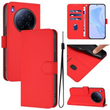Tecno Camon 40 Premier Red Leather Phone Case with Lanyard - 1