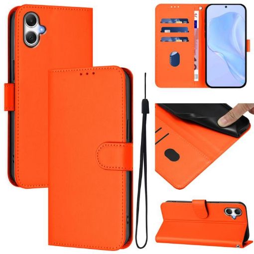 Samsung Galaxy A06 Leather Phone Case with Lanyard (Orange) - 1
