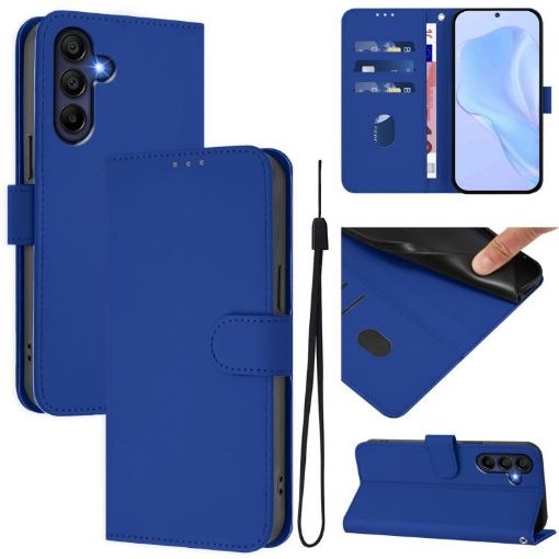 Samsung Galaxy A17 5G Dark Blue Leather Case with Lanyard - 1