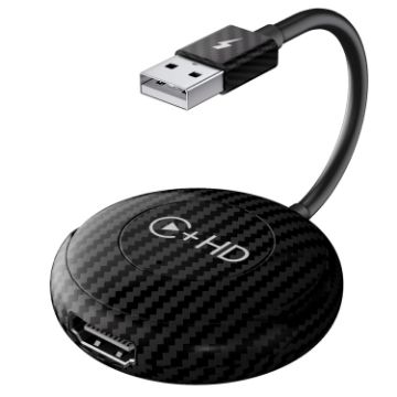 Wireless CarPlay Adapter: USB & HDMI Wired to Wireless, Round (Carbon Fiber) - 1