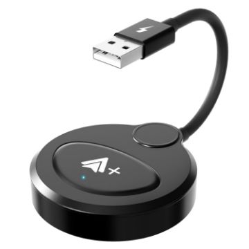 Wired to Wireless CarPlay Adapter, USB Interface, Round (Black) - 1