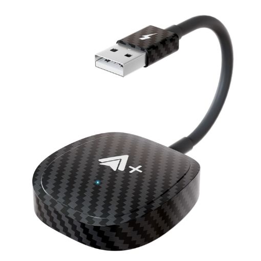USB Interface Wired to Wireless CarPlay Adapter, Carbon Fiber Square - 1