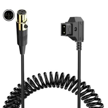 Coiled 1.5m D-Tap to Mini XLR 4 Pin Female Power Adapter Cable - 1