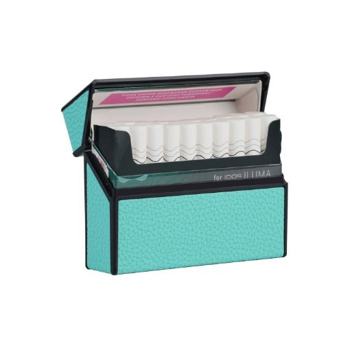 Mint Green Grooved Leather PC Storage Box for IQOS Series E-Cigarette - 1