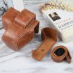Canon EOS R10 Magnetic Leather Camera Case Bag with Strap Brown - 4