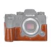 Brown PU Leather Camera Half Case Base for FUJIFILM X-H1, 1/4" Thread - 2