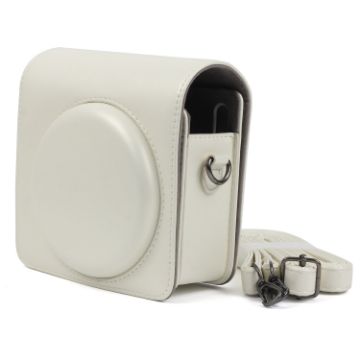 Pearly Lustre PU Leather Case for FUJIFILM Instax SQ6 - White Strap - 1