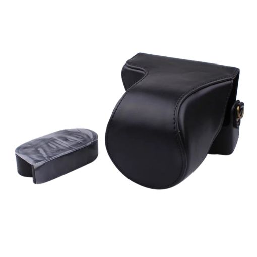 Canon EOS M200 Full Body Camera PU Leather Case Black with Strap - 1