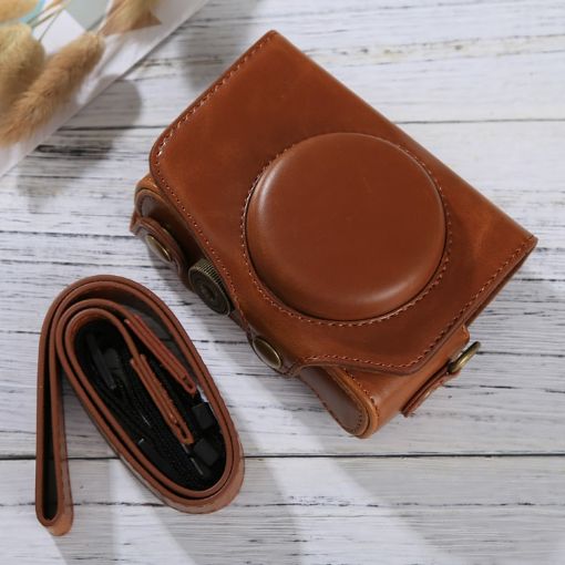 Canon PowerShot SX730/720 HS Leather Case Bag with Strap (Brown) - 1