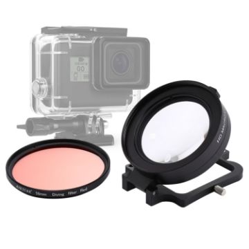 JSR 58mm 16X Macro & Red Lens Filter Kit for GoPro HERO6/5 Housing - 1