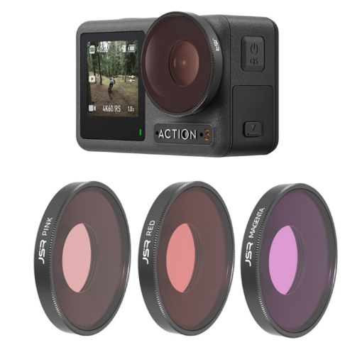 JSR Color Lens Filter for DJI Osmo Action 3: Red/Pink/Purple - 1