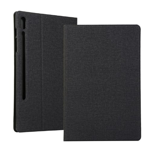 Black Leather Case with Holder for Galaxy Tab S6 T860 - Texture Finish - 1