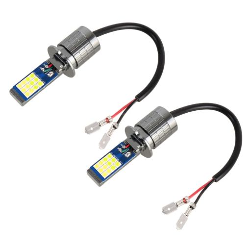 H3 2 PCS DC12-24V Car Fog Lights, White & Lime, 24LEDs SMD-3030 - 1