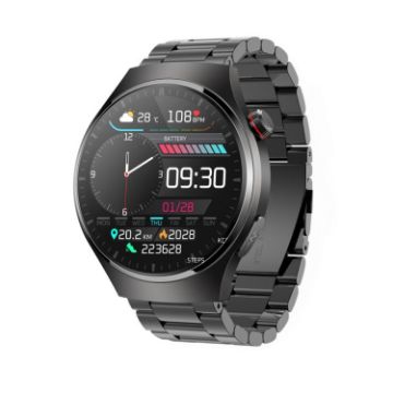 MT200 1.43" AMOLED Smart Watch, IP67 Steel Band, ECG, Black - 1