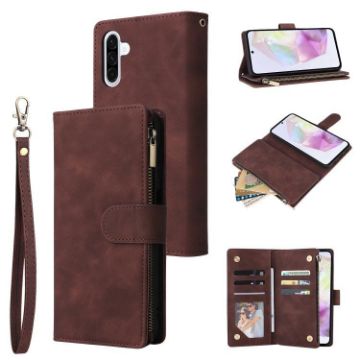 Galaxy A17 5G Zipper Wallet Leather Phone Case (Coffee) - 1