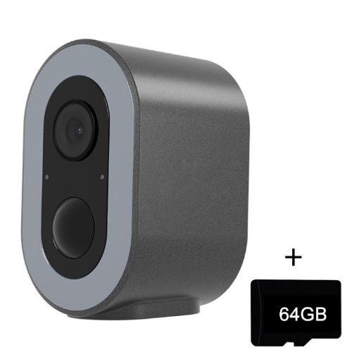 HD Low Power WiFi Tuya Smart Battery Camera, 64GB, EU Plug (Grey) - 1