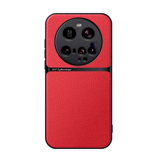 Xiaomi 15 Ultra Red Litchi Leather Shockproof Magnetic Case - 1