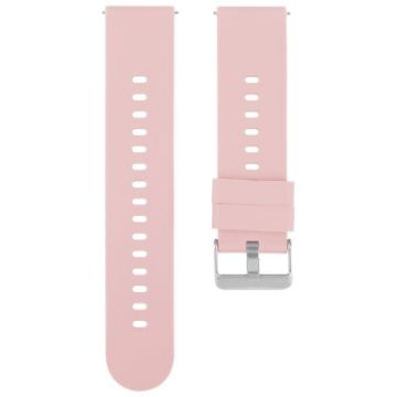22mm Pink Silicone Watch Band with Solid Color Steel Buckle - 1