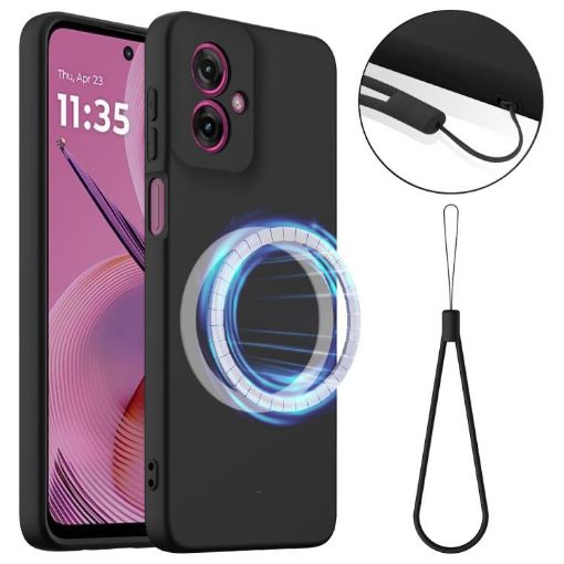 Moto G55 5G Shockproof Magsafe Silicone Case - Black - 1