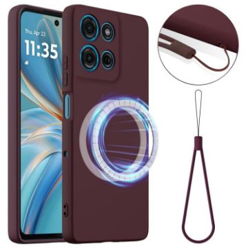 Moto G 2025 5G Shockproof Silicone Magsafe Case - Plum Color - 1