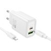 hoco N63 PD30W+QC3.0 Charger EU Plug with 1m Type-C to 8 Pin Cable - 1