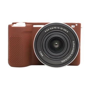 Sony ZV-E10 II/ZV-E10M2 Litchi Texture Silicone Case (Coffee) - 1