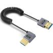 0.7m Coiled 8K 48Gbps HDMI 2.1 Cable, Left Bend Port - 1