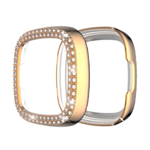 Fitbit Versa 3/Sense Double Row Diamonds Protective Case, Rose Gold - 1