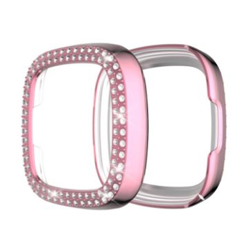 Fitbit Versa 3/Sense Double Row Diamond Protective Case (Pink) - 1