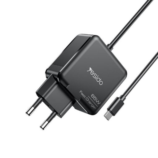 Yesido YC75 PD65W 2m USB-C Charger, EU Plug (Black) - 1