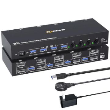 KC-KVM402DP 8K 30Hz Dual Monitor KVM Switch, 4 In 2 Out, EU Plug - 1