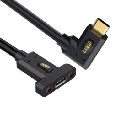 240W Type-C Elbow to Female Panel Extension Cable, 0.3m - 1
