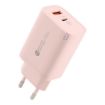 65W QC3.0 USB & USB-C PD Quick Charger, EU Plug (Pink) - 1
