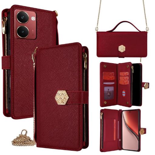 Realme P3 Ultra 5G Red Crossbody Handle Textured Leather Case - 1