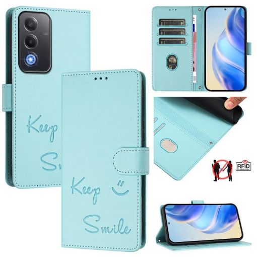 OPPO A5 5G Mint Green RFID Leather Phone Case - Global Smile Design - 1