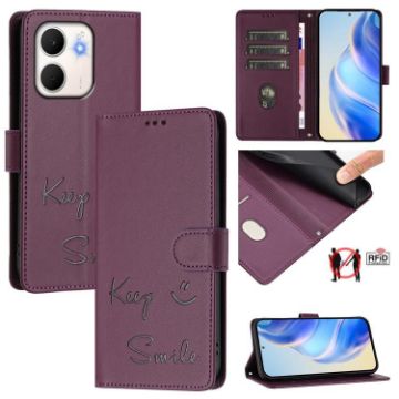 OPPO A5x 5G/4G Violet RFID Leather Embossed Phone Case - 1