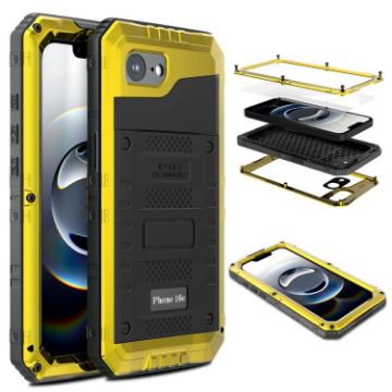iPhone 16e Metal Hybrid Silicone Case, Four-Proof, Yellow - 1