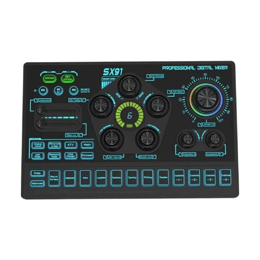 SX91 Multi-function Mixer & Sound Card for Live Streaming (Black) - 1
