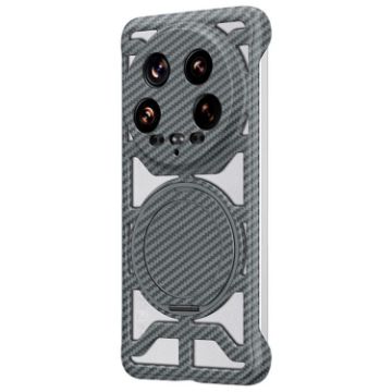 Xiaomi 14 Ultra Grey MagSafe Case with Rotating Carbon Fiber Bracket - 1