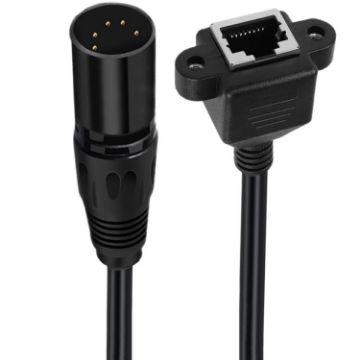 30cm XLR 5 Pin Male to RJ45 Female Audio Cable (Black) - 1