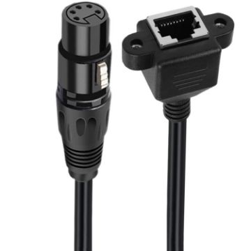 XLR 5 Pin Female to RJ45 Female Audio Cable, 30cm (Black) - 1